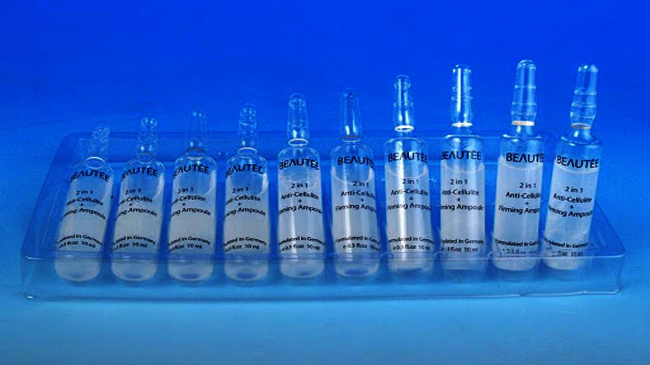 liquid solution bottles labeling machine samples final products ampulky fľaše.jpg